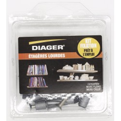 Kit fixation prêt à l'emploi - Étagères lourdes - DIAGER - FKITFIX005