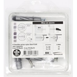 Kit fixation prêt à l'emploi - Étagères lourdes - DIAGER - FKITFIX005