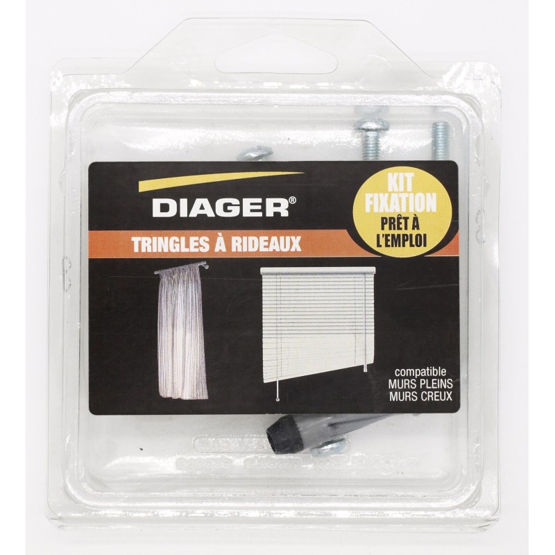 Kit fixation prêt à l'emploi - Tringles à rideaux - DIAGER - FKITFIX003