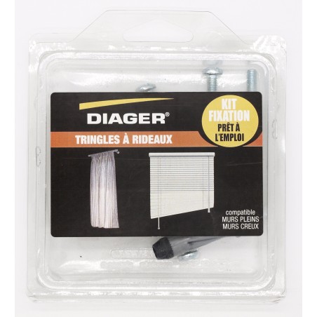 Kit fixation prêt à l'emploi - Tringles à rideaux - DIAGER - FKITFIX003