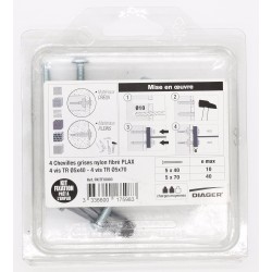 Kit fixation prêt à l'emploi - Tringles à rideaux - DIAGER - FKITFIX003