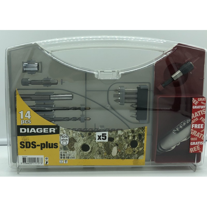 Malette SDS+ béton 14 pièces - Diager - 055C