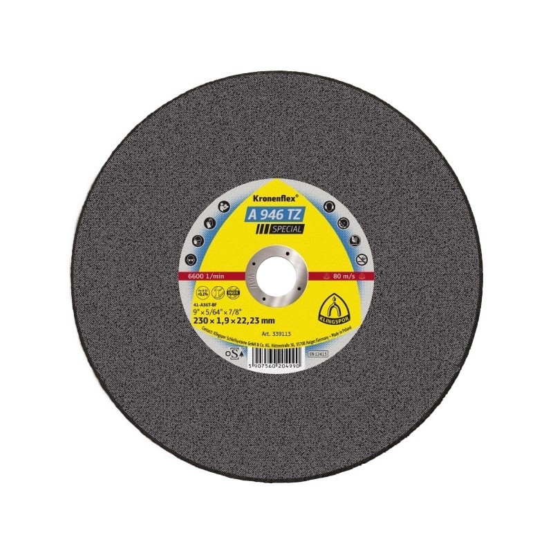 Disque à tronçonner 230x1.9x22.23 A946 TZ -  Klingspor - 339114