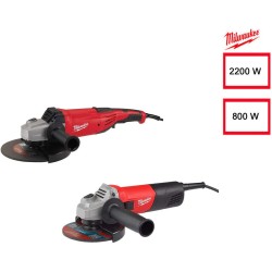 Lot de 2 meuleuses AG 22-230 DMS 2200 W Ø230mm et AG 800-125E 800W Ø125mm - MILWAUKEE - 4933451567