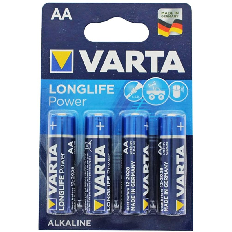 Piles LR06 Long Life Power 4 alcalines AA - Varta - 4906