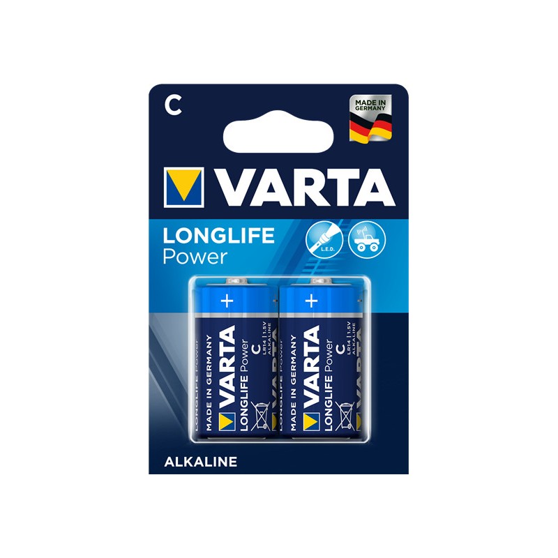 Piles LR14 Long Life Power 2 alcalines C - Varta - 4914