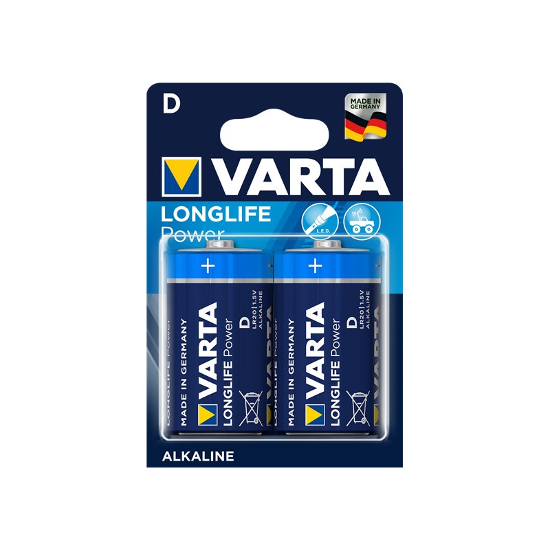Piles LR20 Long Life Power 2 alcalines D - Varta - 4920