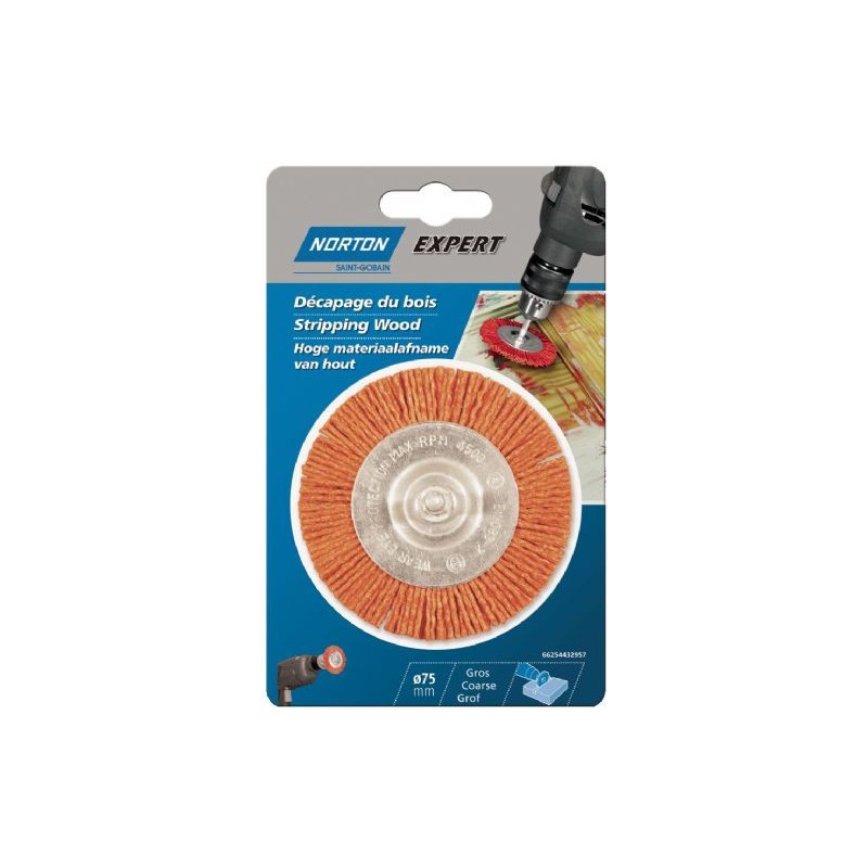 Brosse circulaire en nylon 75mm pour perçeuse -  Norton - 69957365139