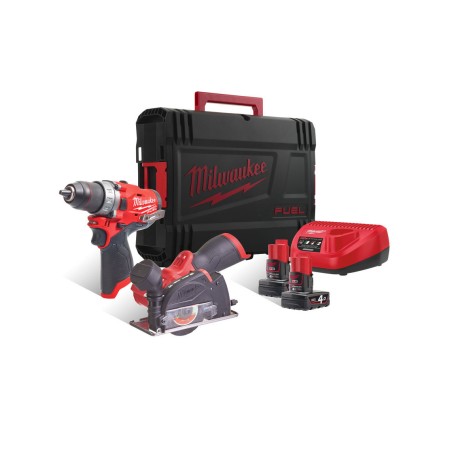 Lot meuleuse angulaire M12 Fuel + Perceuse percussion compacte M12 Fuel - MILWAUKEE - M12 FPP2F-402X
