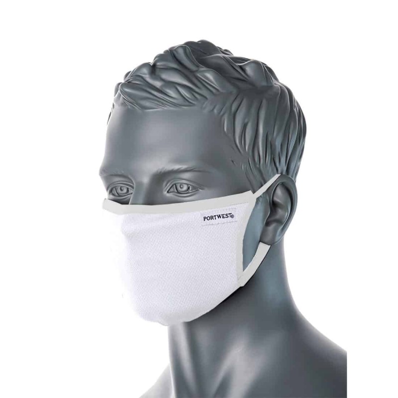 Masque facial en tissu antimicrobien 3 plis (Pk25) Blanc - Portwest - CV33WHR