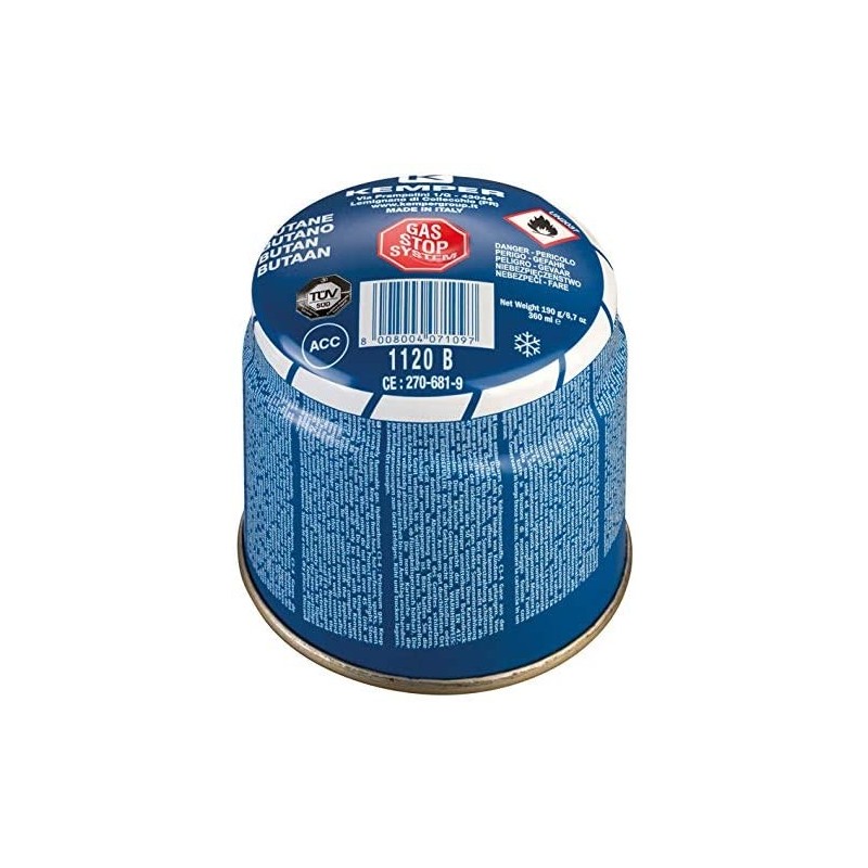 Cartouche de gaz perçable butane 190 g avec système de sécurité "Stop Gaz" - KEMPER - 1120B