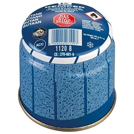 Cartouche de gaz perçable butane 190 g avec système de sécurité "Stop Gaz" - KEMPER - 1120B