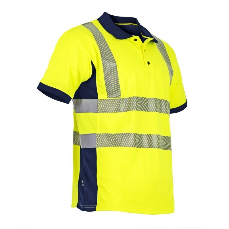 Polo Haute Visibilité Bicolore Jaune / Marine - LMA - Vision