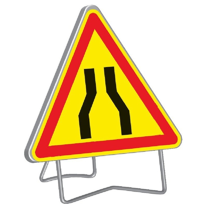 Panneau de signalisation AK3 "CHAUSSEE RETRECIE" 1000mm classe 1 avec support - Taliaplast - 522002