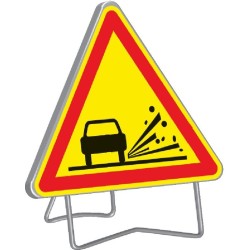 Panneau de signalisation AK22 "GRAVIER" 1000mm classe 1 avec support - Taliaplast - 522007