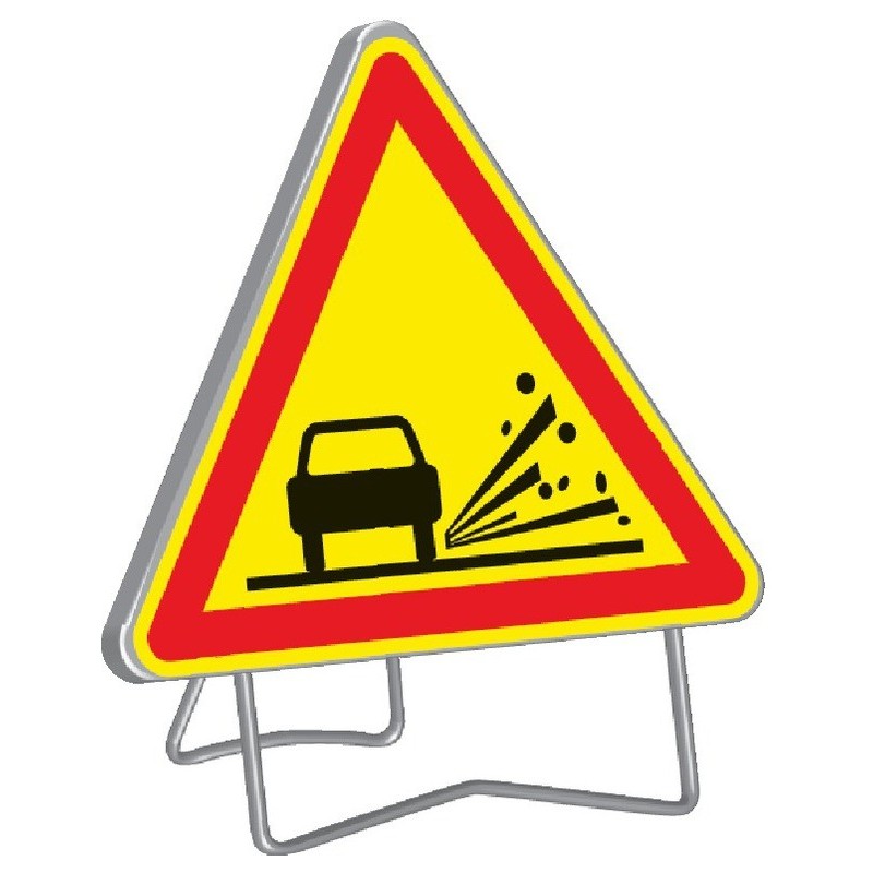 Panneau de signalisation AK22 "GRAVIER" 1000mm classe 1 avec support - Taliaplast - 522007