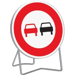 Panneau de signalisation BK3 "INTERDIT DOUBLER" 850mm classe 1 avec support - Taliaplast - 524005