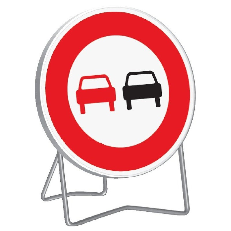 Panneau de signalisation BK3 "INTERDIT DOUBLER" 850mm classe 1 avec support - Taliaplast - 524005