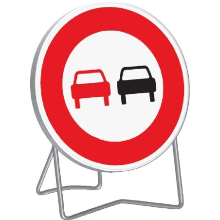 Panneau de signalisation BK3 "INTERDIT DOUBLER" 850mm classe 1 avec support - Taliaplast - 524005