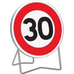 Panneau de signalisation BK6a1 "30KM/H" 850mm classe 1 avec support - Taliaplast - 524012