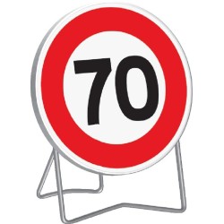 Panneau de signalisation BK14 "70KM/H" 850mm classe 1 avec support - Taliaplast - 524014