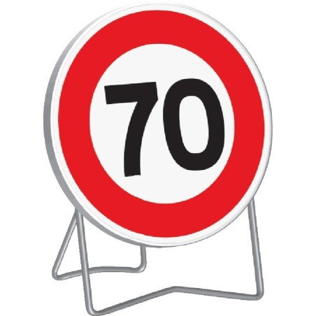 Panneau de signalisation BK14 "70KM/H" 850mm classe 1 avec support - Taliaplast - 524014