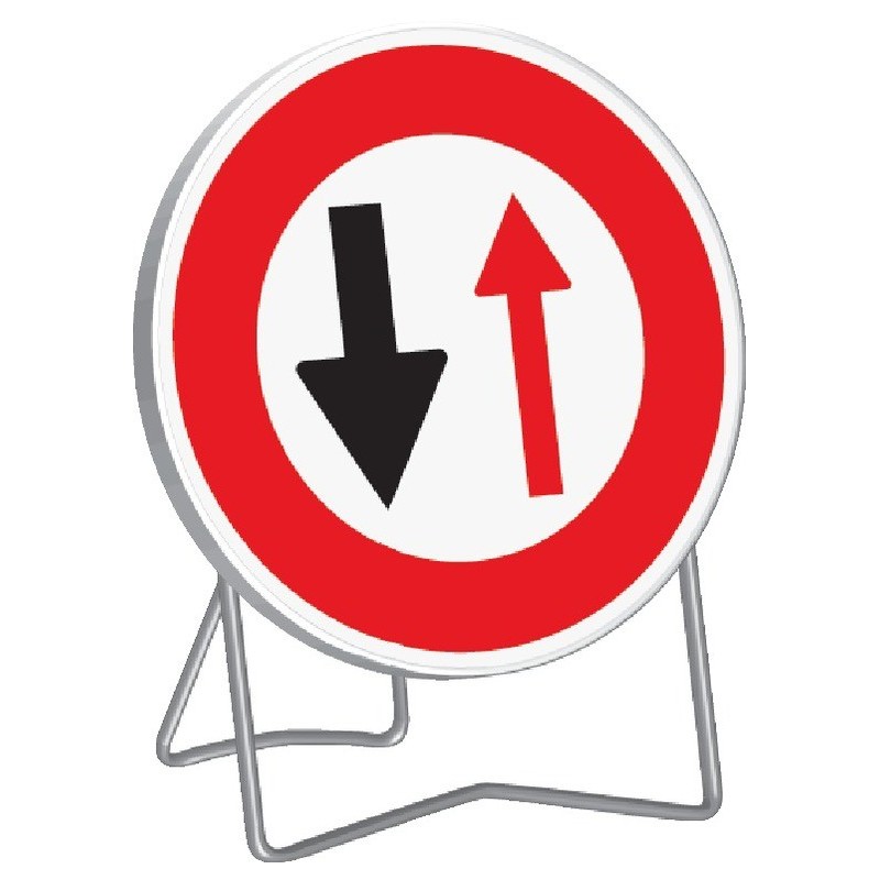 Panneau de signalisation BK15 "SENS DE CIRCULATION NON PRIORITAIRE" 850mm classe 1 avec support - Taliaplast - 524015