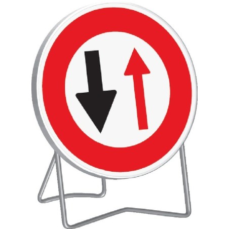 Panneau de signalisation BK15 "SENS DE CIRCULATION NON PRIORITAIRE" 850mm classe 1 avec support - Taliaplast - 524015