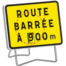 Panneau de signalisation KC1 Route barrée (disque chiffres) classe 1 avec support - Taliaplast - 525600