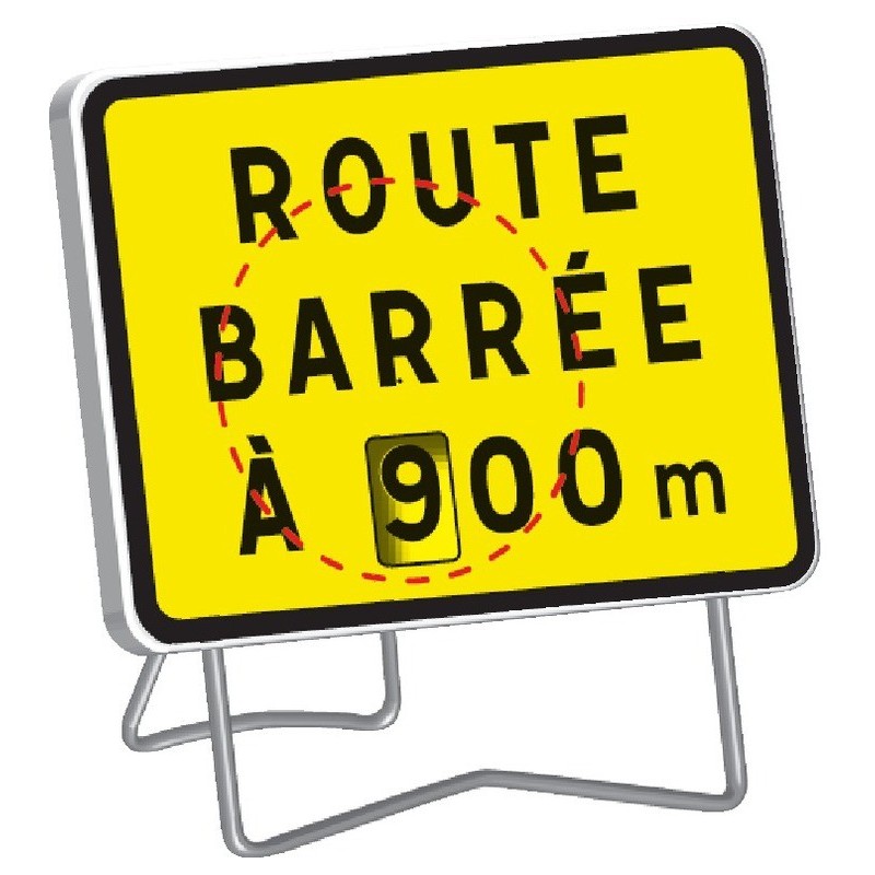 Panneau de signalisation KC1 Route barrée (disque chiffres) classe 1 avec support - Taliaplast - 525600