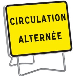 Panneau de signalisation KC1 Circulation alternée classe 1 avec support - Taliaplast - 525613