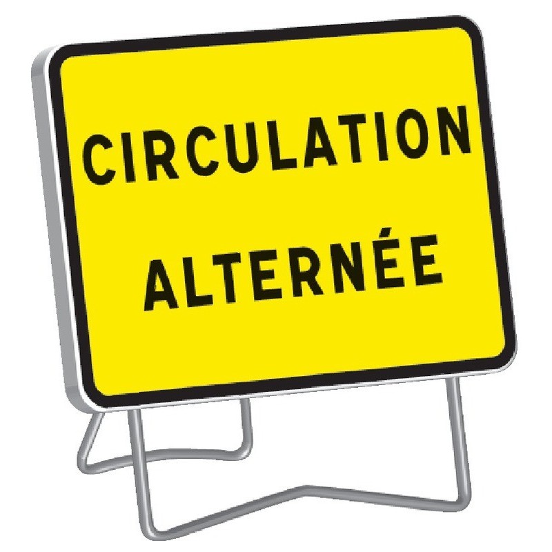 Panneau de signalisation KC1 Circulation alternée classe 1 avec support - Taliaplast - 525613