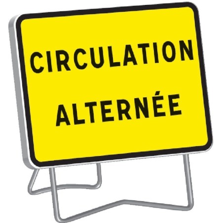 Panneau de signalisation KC1 Circulation alternée classe 1 avec support - Taliaplast - 525613