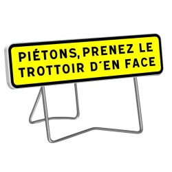 Panneau de signalisation JH "PIETON PRENNEZ..." 1000x300 classe 1 avec support - Taliaplast - 526015