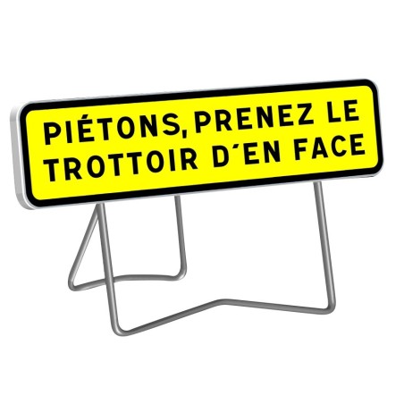 Panneau de signalisation JH "PIETON PRENNEZ..." 1000x300 classe 1 avec support - Taliaplast - 526015