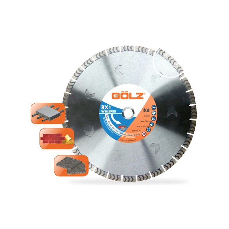 Disque diamant Béton / Granit RX1 Ø350 - Golz - RX1350